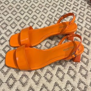Orange Aldo Block Kitten Heels